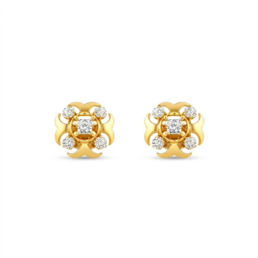 Petal Cluster Harmony Diamond Gold Earrings