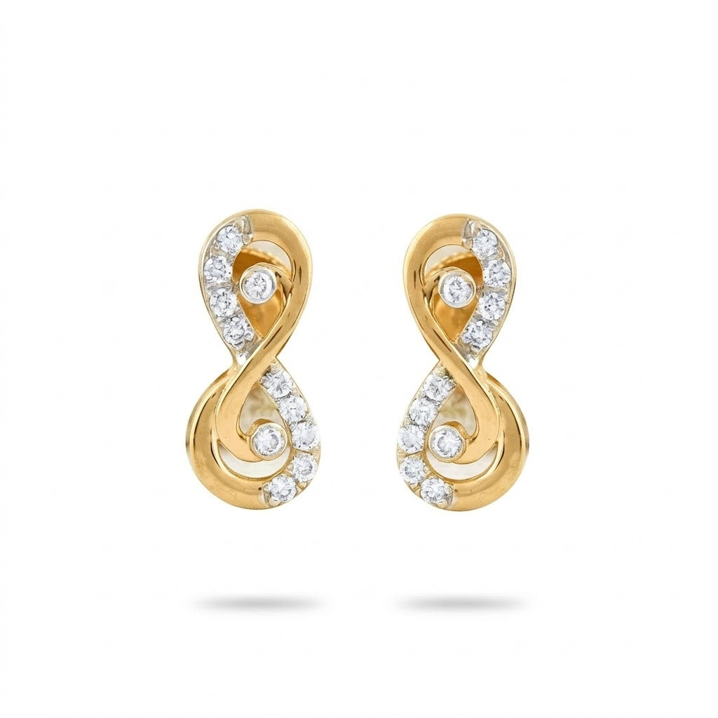 Infinity Curve Diamond Gold Earrings