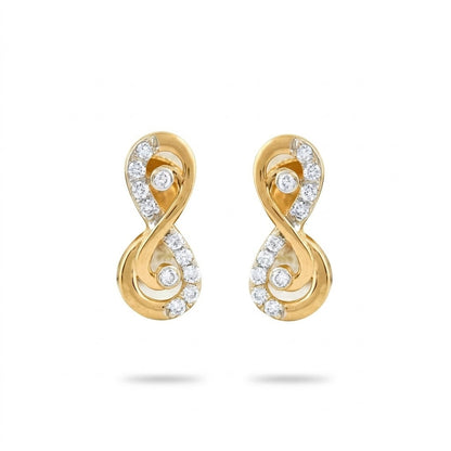 Infinity Curve Diamond Gold Earrings