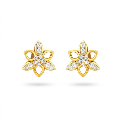 Petal Bloom Diamond Gold Earrings