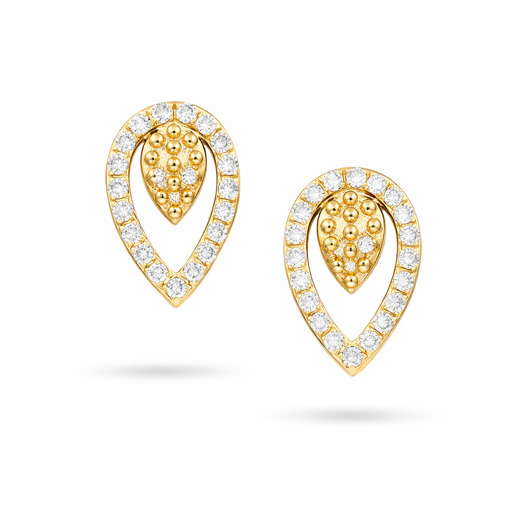 Elegant Teardrop Accent Diamond Gold Earrings