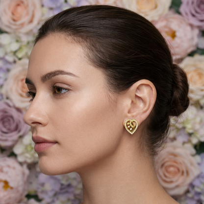 Leaf Heart Harmony Diamond Gold Earrings