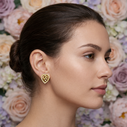 Leaf Heart Harmony Diamond Gold Earrings