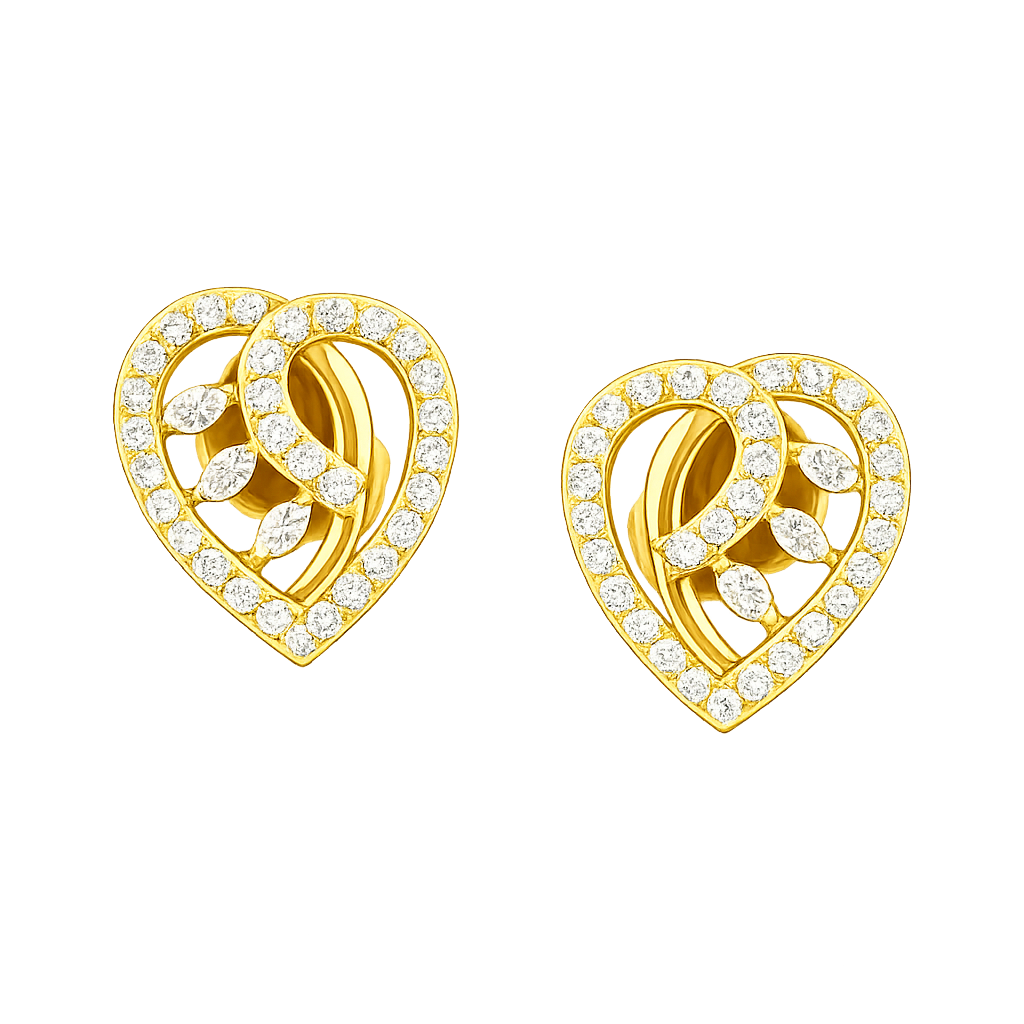 Leaf Heart Harmony Diamond Gold Earrings