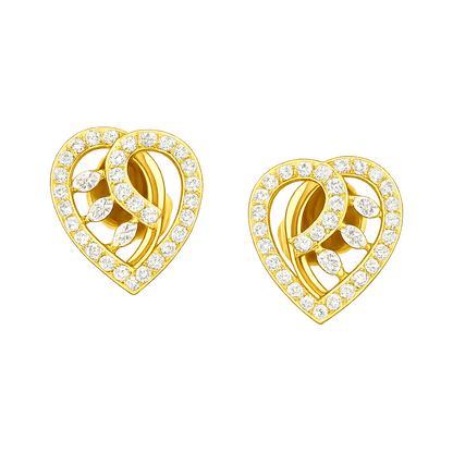 Leaf Heart Harmony Diamond Gold Earrings