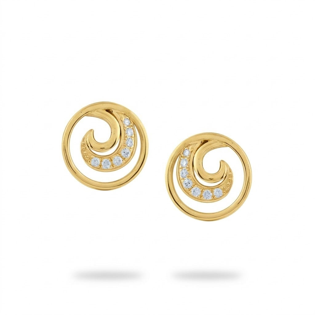 Spiral White Diamond Earring
