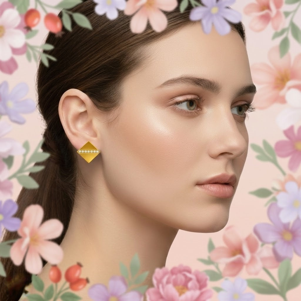 Gold Geometric Stud Earring