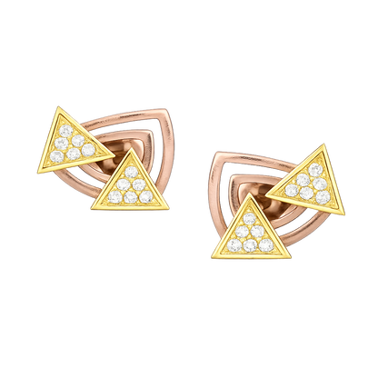 Modern Triangle Layered Diamond Gold Earrings