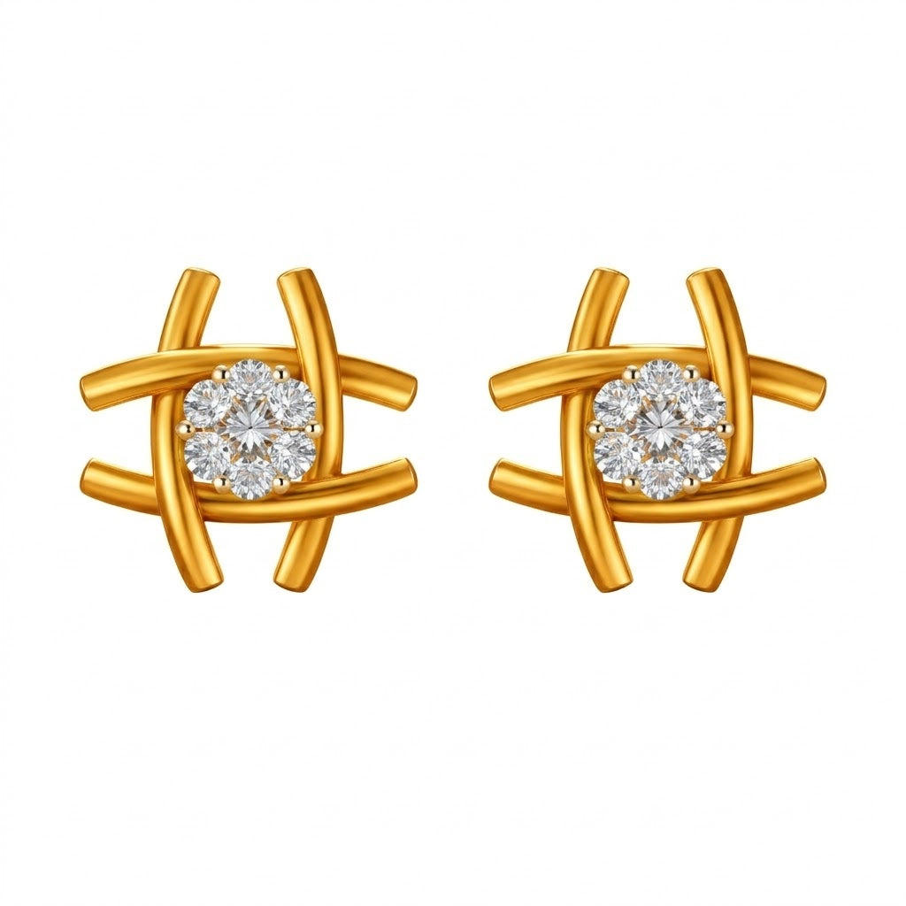 Gold Cross Diamond Earring