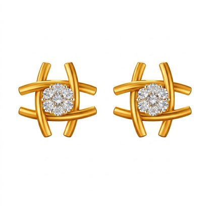 Gold Cross Diamond Earring