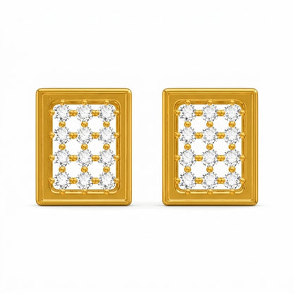 Yellow Gold Square Earring