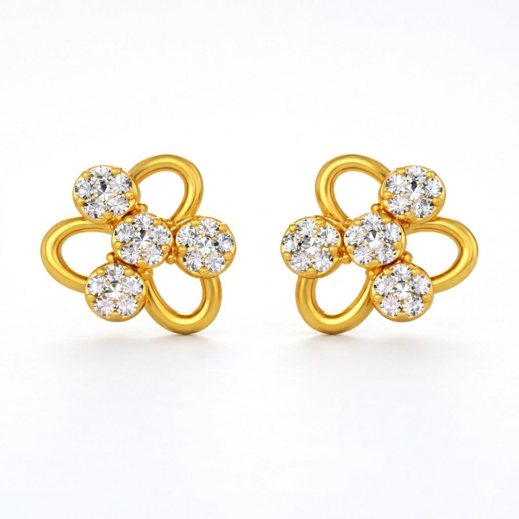 White Stone Clover Earring