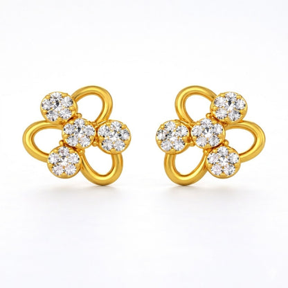 White Stone Clover Earring