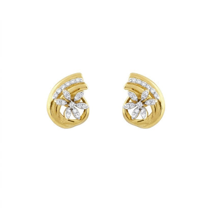 Seashell Bloom Diamond Gold Earrings