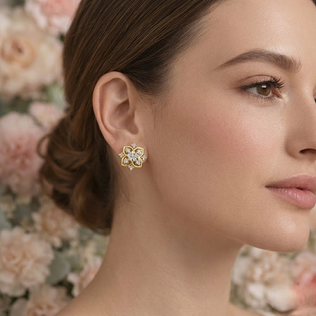 Rose Gold Floral Earring