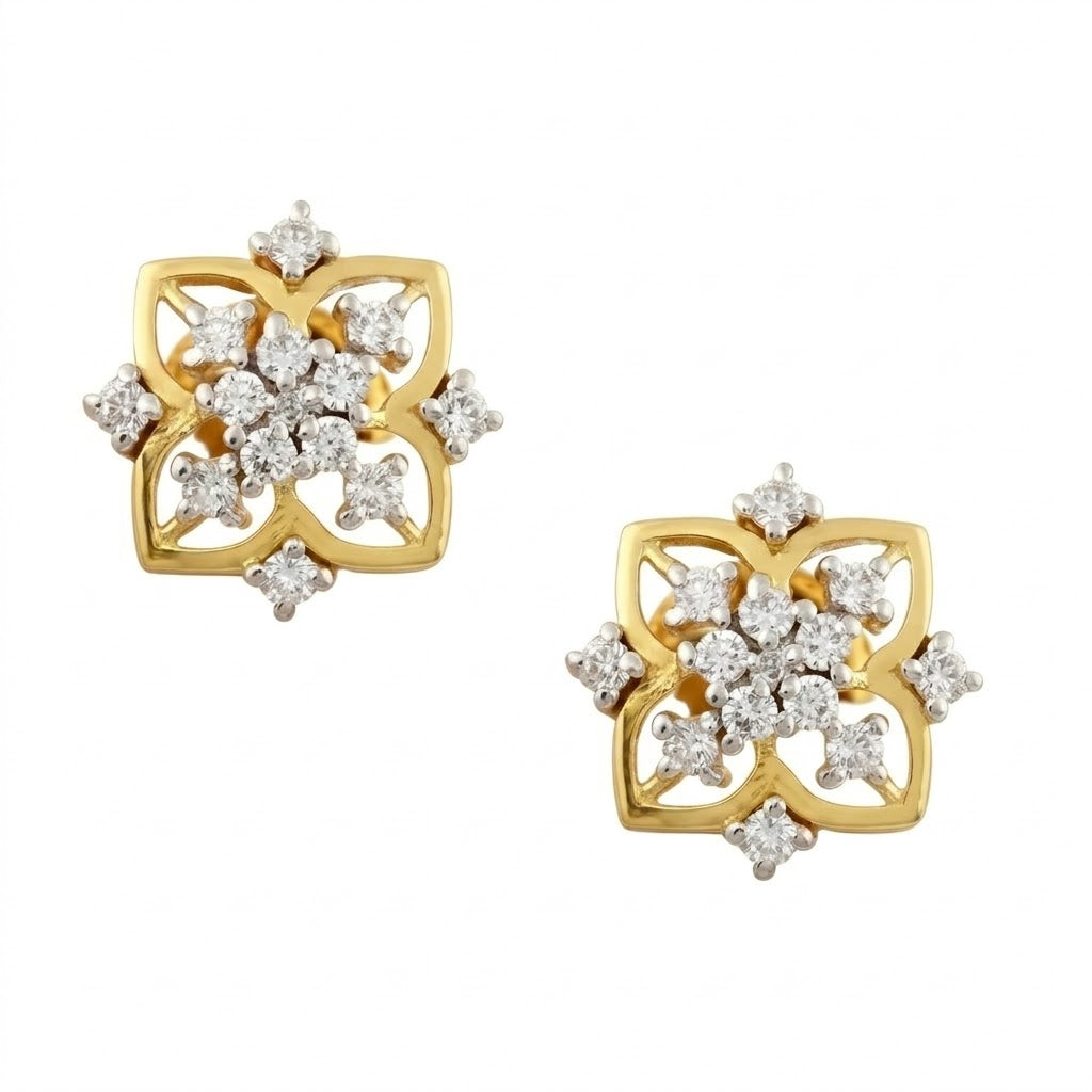 Rose Gold Floral Earring