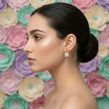 Gold Floral Stud Earring