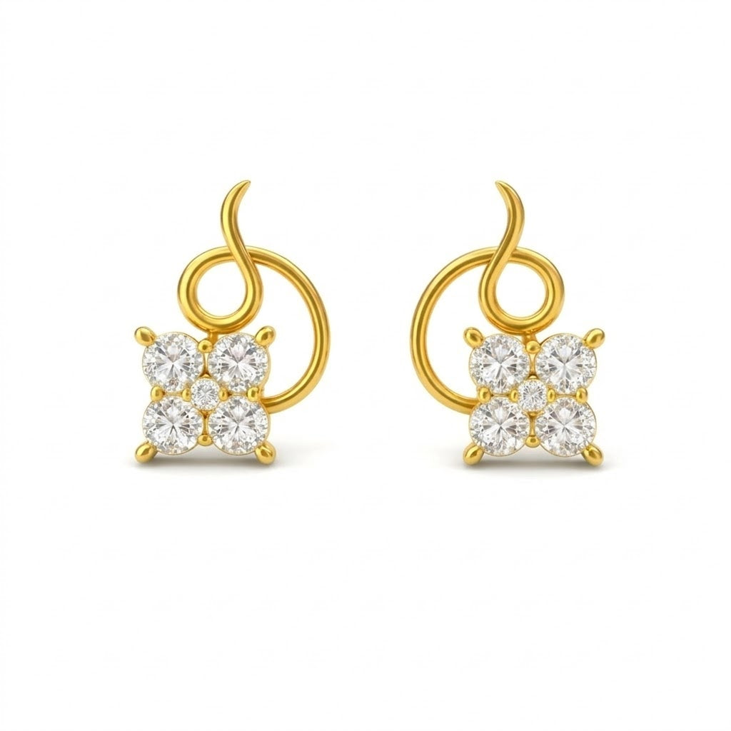 Gold Floral Stud Earring