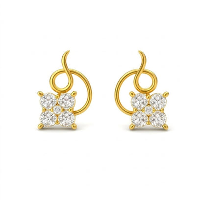Gold Floral Stud Earring