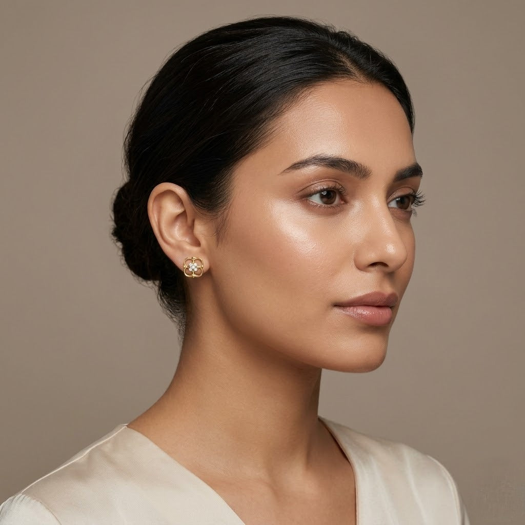 Interlaced Blossom Diamond Gold Earrings