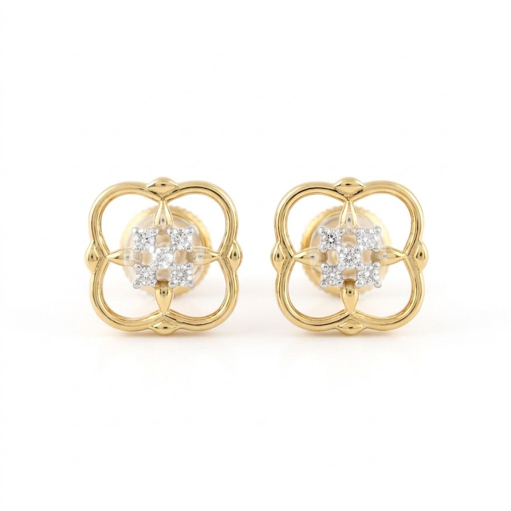 Interlaced Blossom Diamond Gold Earrings