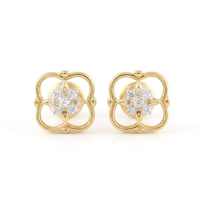 Interlaced Blossom Diamond Gold Earrings