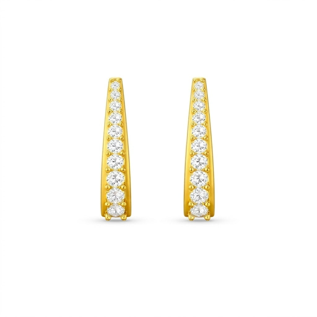 9K Yellow Gold Tapered Line Diamond Earrings for Women by TTJ Jewellery