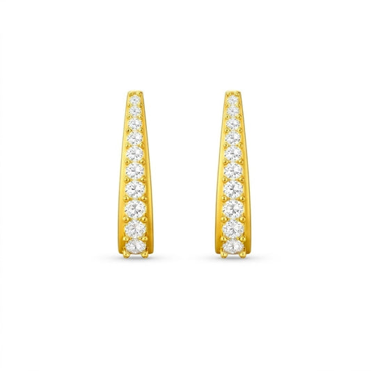 9K Yellow Gold Tapered Line Diamond Earrings for Women by TTJ Jewellery