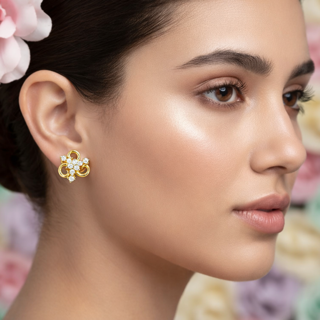 Gold Loop Floral Earring