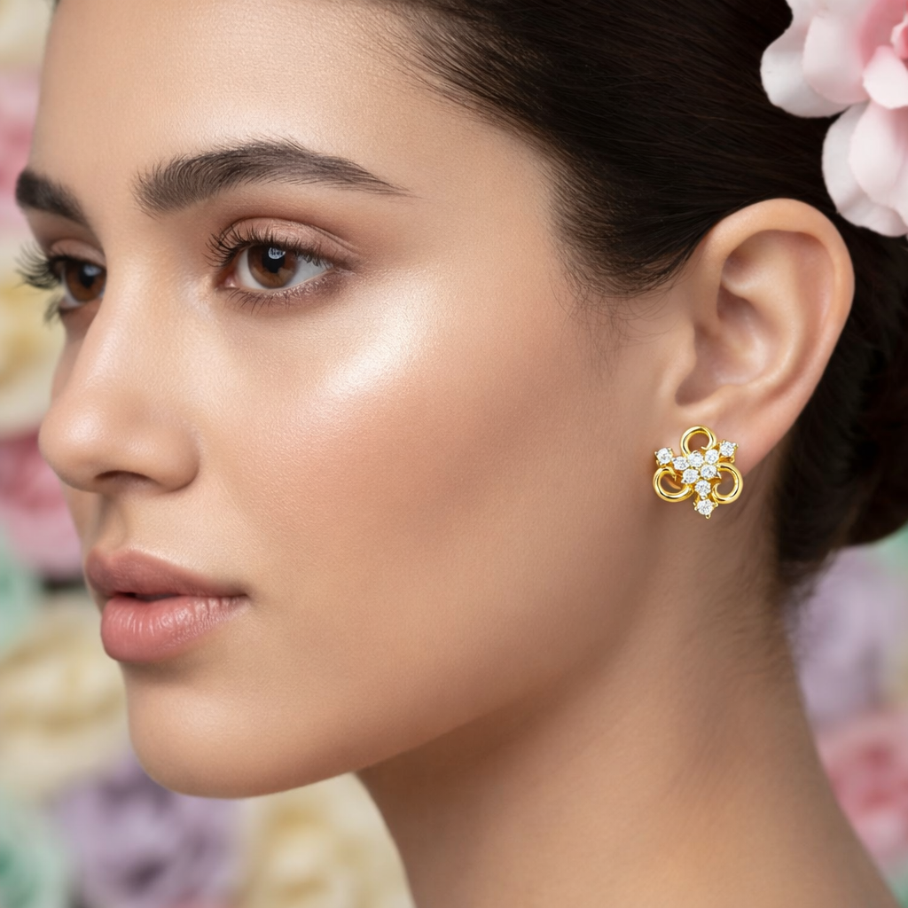 Gold Loop Floral Earring