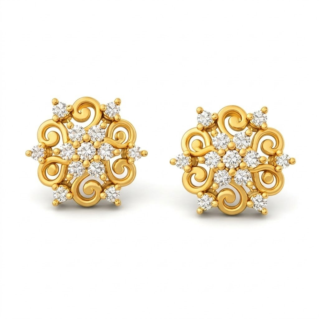 Floral White Stud Earring