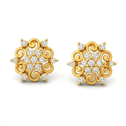 Floral White Stud Earring