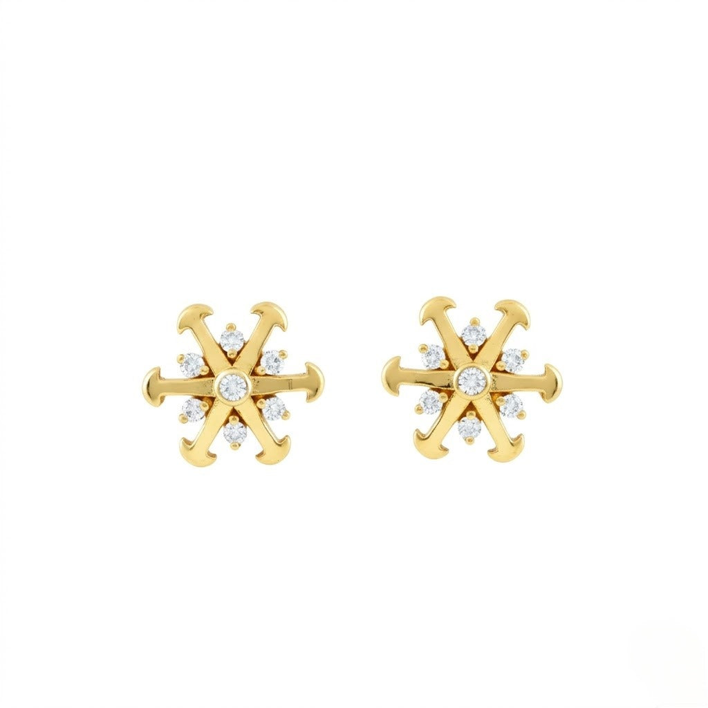 Gold Snowflake Diamond Earring