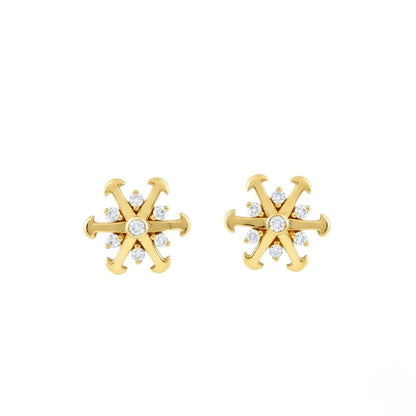 Gold Snowflake Diamond Earring