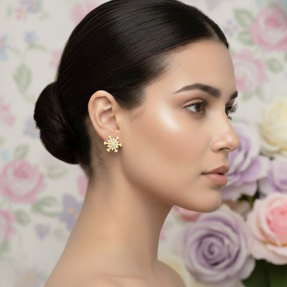 Gold Snowflake Diamond Earring