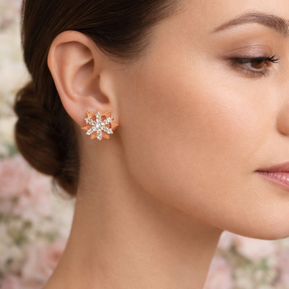 Starburst Floral Diamond Gold Earrings