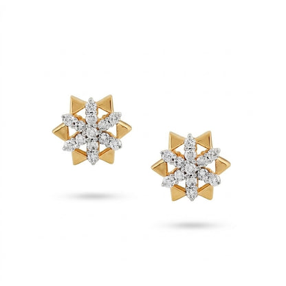 Starburst Floral Diamond Gold Earrings