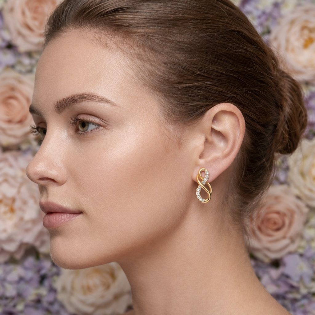 Infinity Twist Elegance Diamond Gold Earrings