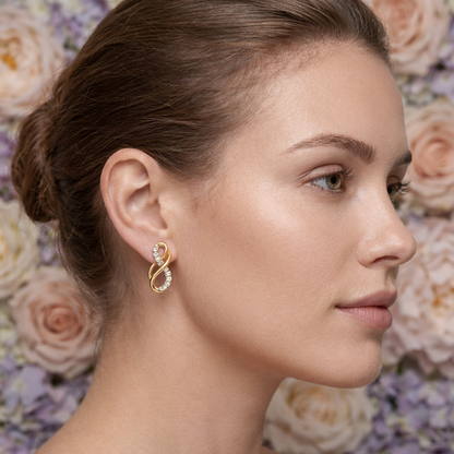 Infinity Twist Elegance Diamond Gold Earrings