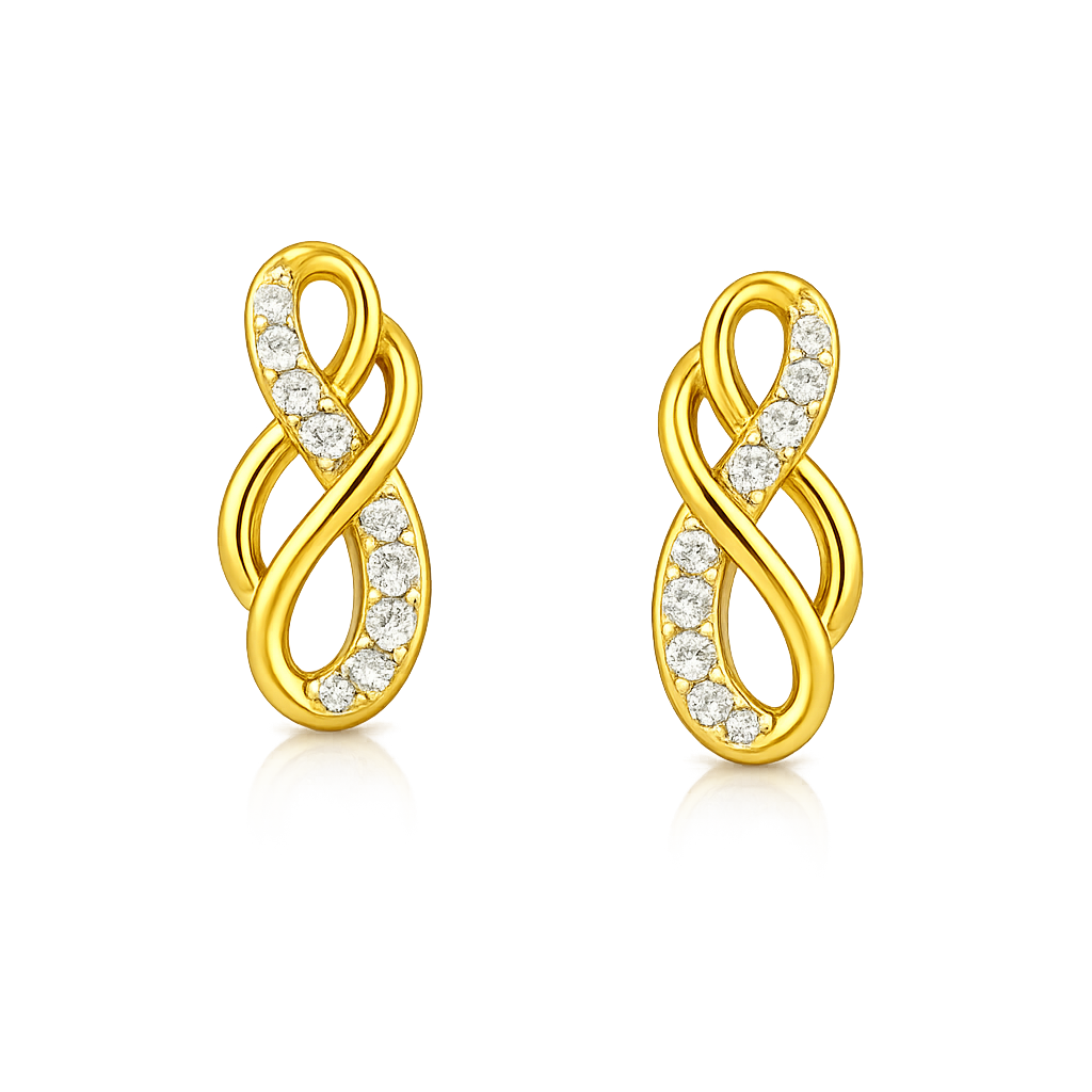 Infinity Twist Elegance Diamond Gold Earrings