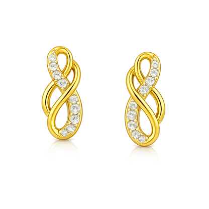 Infinity Twist Elegance Diamond Gold Earrings