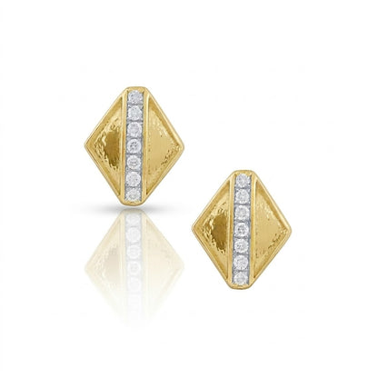 Geometric Shield Diamond Gold Earrings