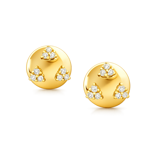 Triple Cluster Diamond Gold Earrings