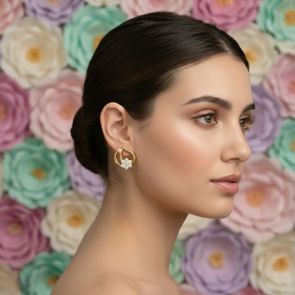 Teardrop Bloom Diamond Earring