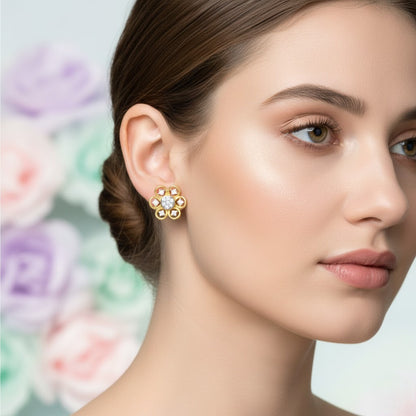 Timeless Blossom Circle Diamond Gold Earrings