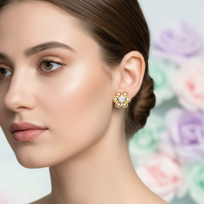 Timeless Blossom Circle Diamond Gold Earrings