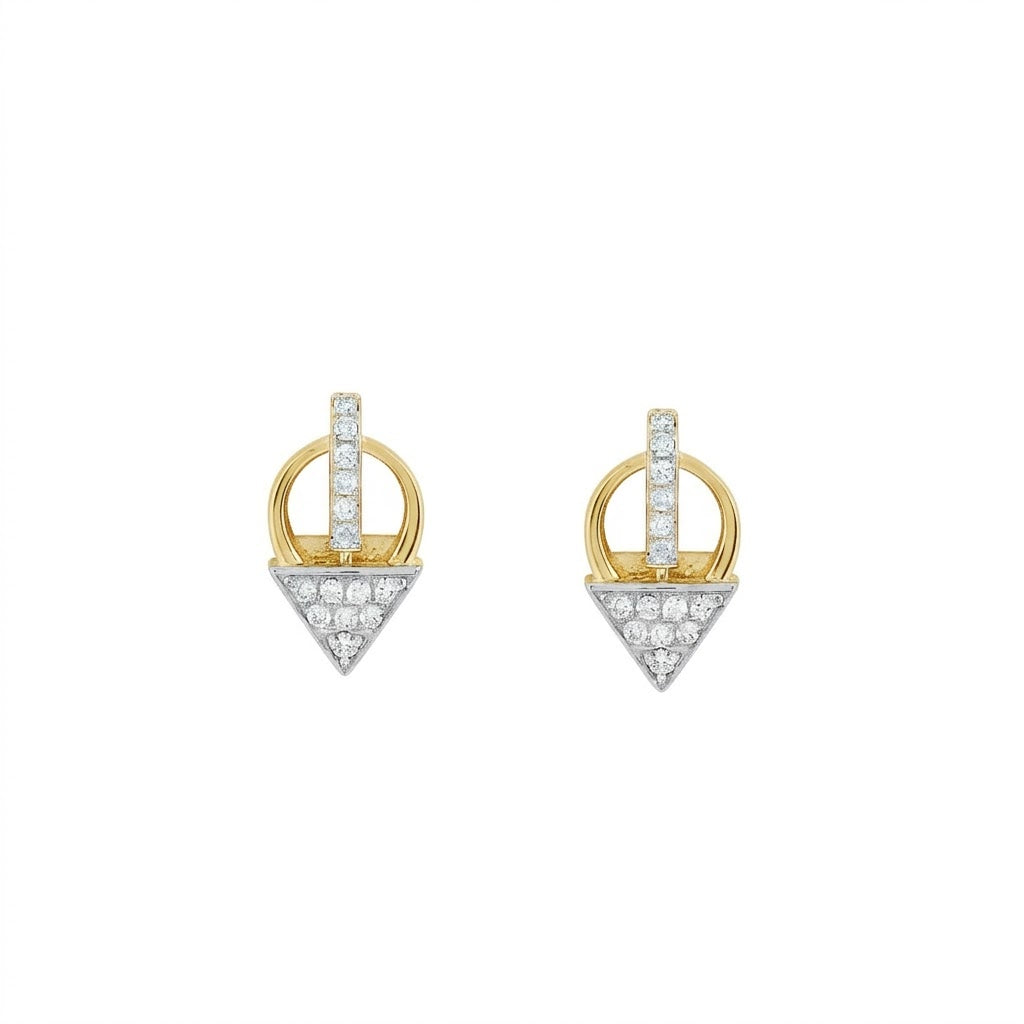 Geometric Drop Triangle Diamond Gold Earrings