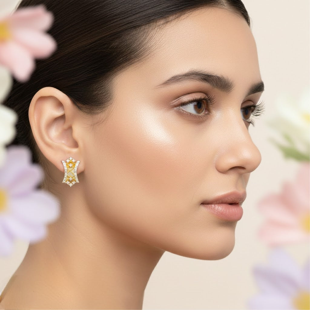 Regal Lattice Diamond Earrings