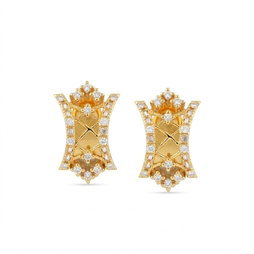 Regal Lattice Diamond Earrings