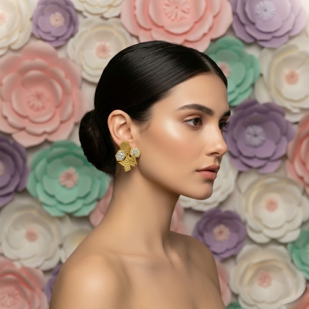 Modern Hexagon Bloom Earring